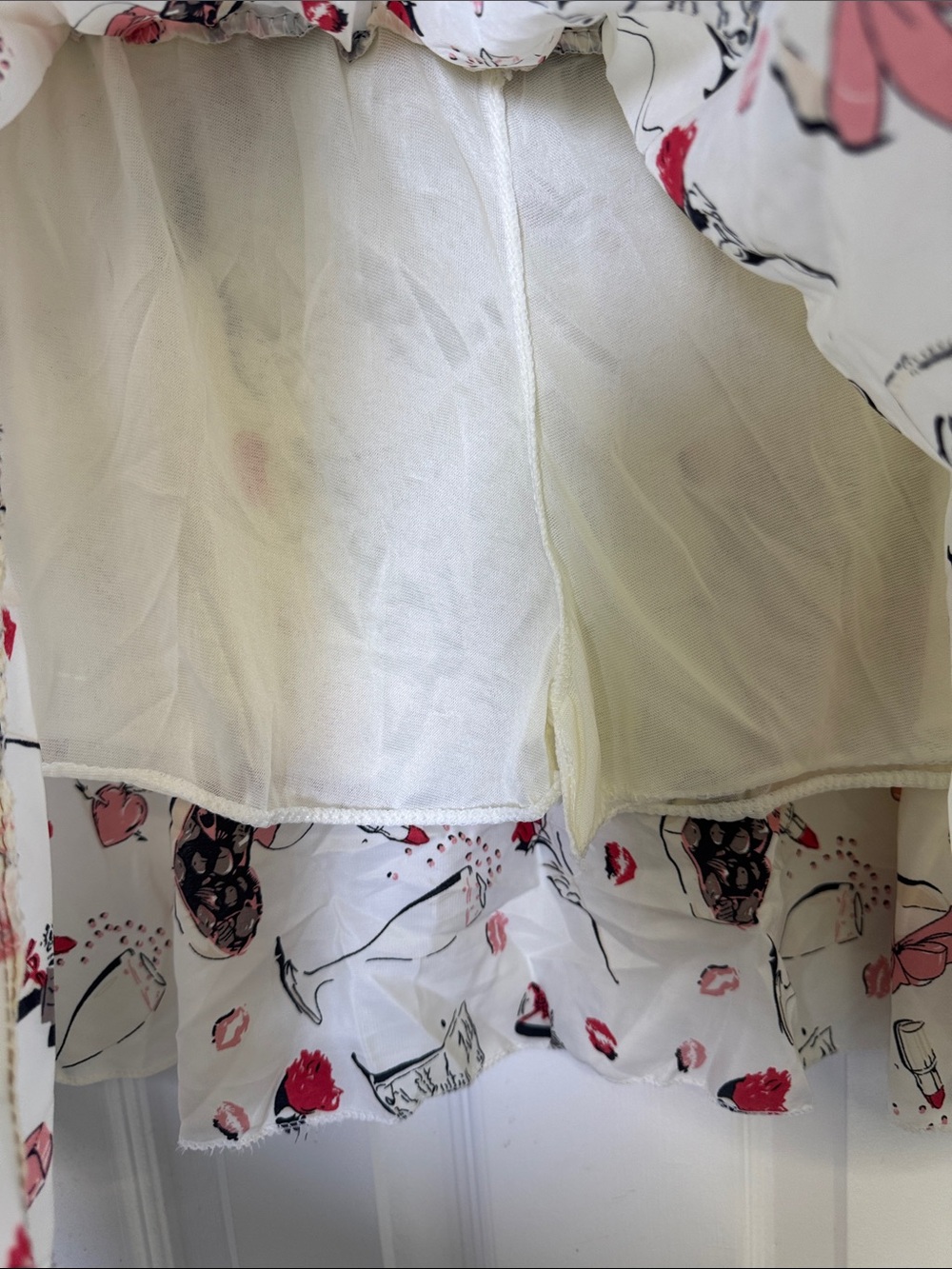Vintage Print Fashion-Themed Mini Skort | Lipstick Perfume Parisian Coquette - Picture 2 of 5
